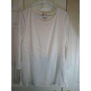 ECI New‎ York White Textured Stripe Long Sleeve Blouse XL